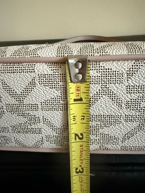 Michael Kors Jet Set Vanilla Soft Pink MK Logo MD Pouchette Shoulder Purse New - Picture 6 of 14